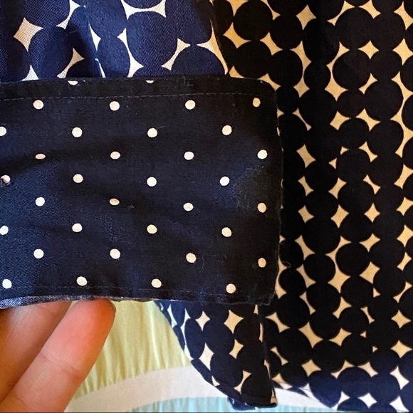 Chaps Polka Dot Button Down Top Blue & White Sz Small - Picture 4 of 6